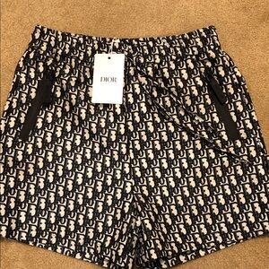 Dior Women's Monogram Black and Cream Athletic Shorts